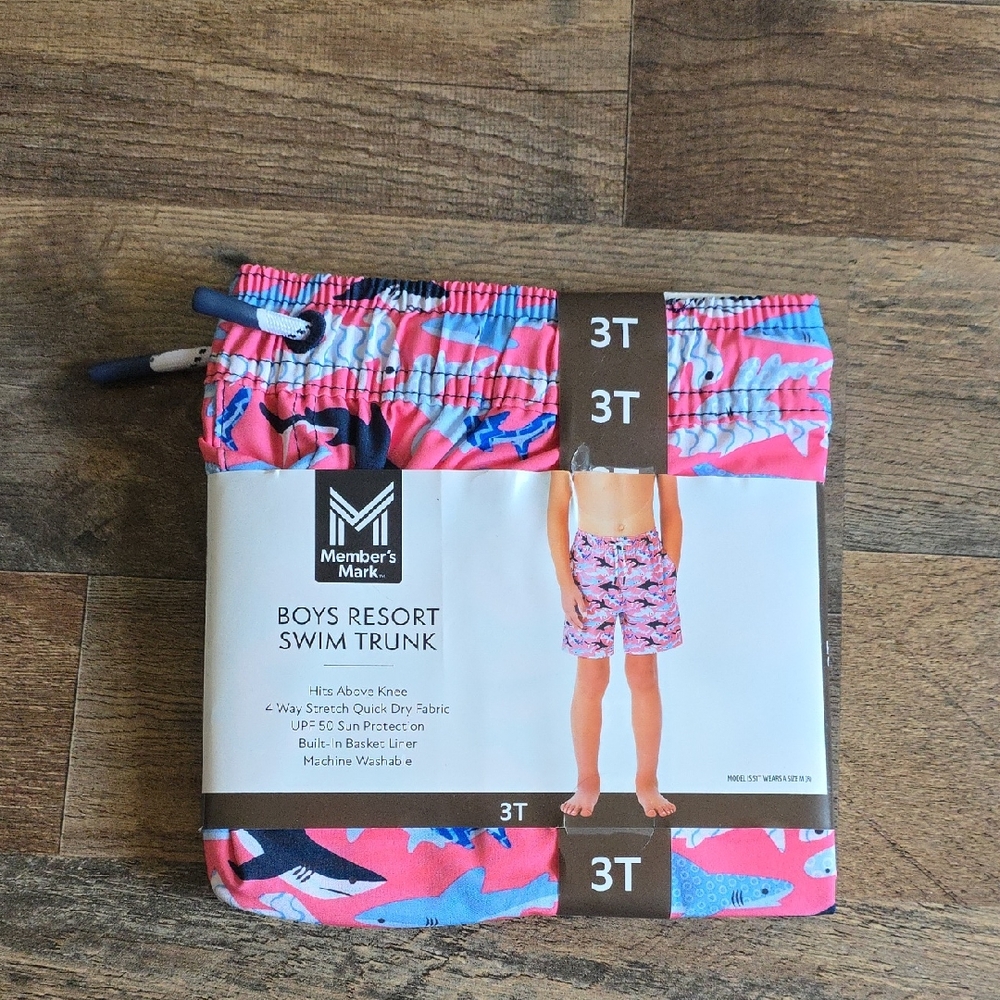Member's Mark Boys Resort Swim Trunk - Pink and Blue